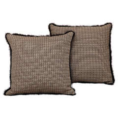 British Black Fur Square Pair of Pillows