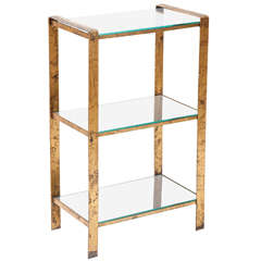Vintage Chic Gilt Metal and Mirrored Etagere