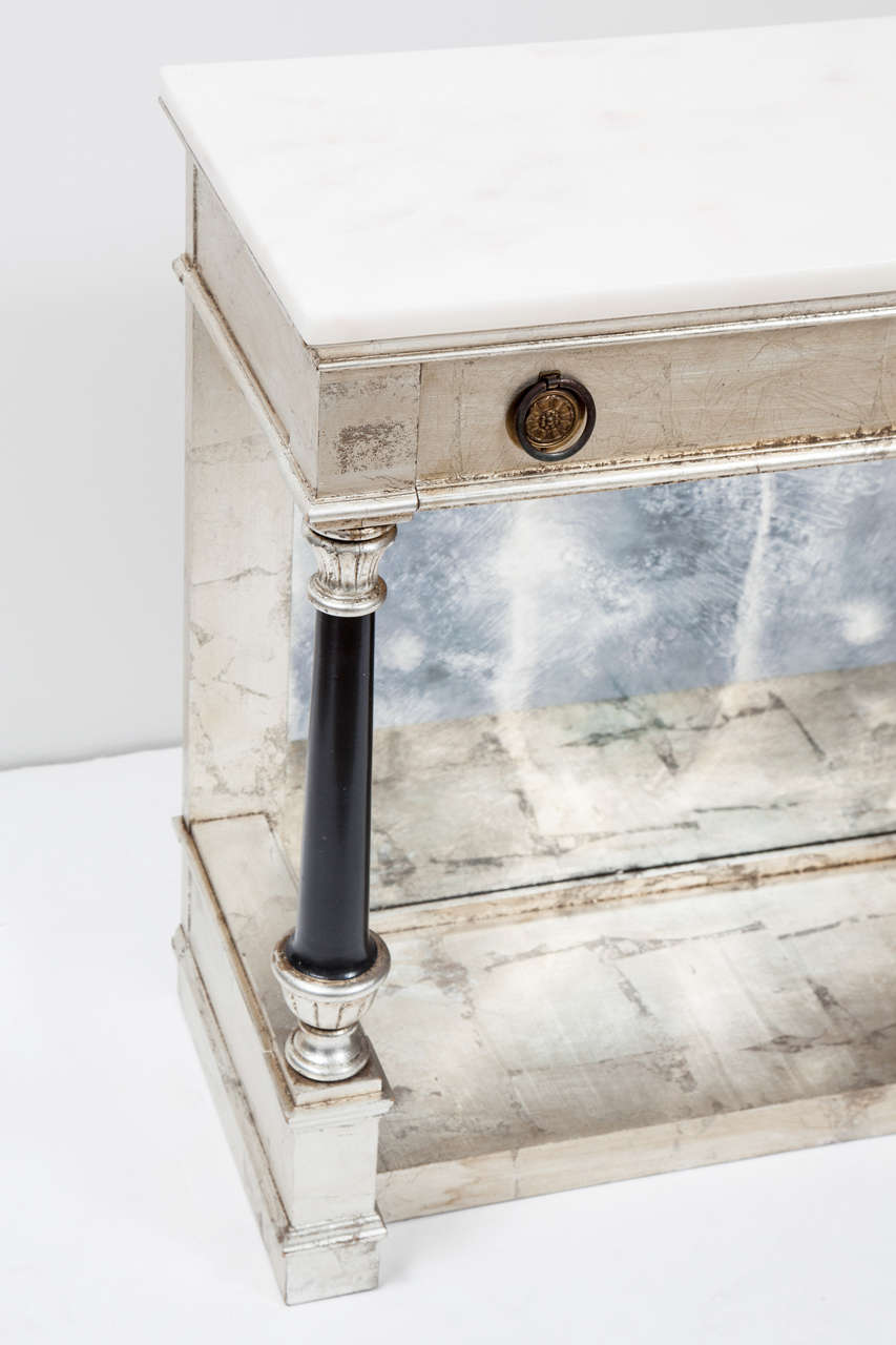 Neoclassical Weiman Silvered Console Table