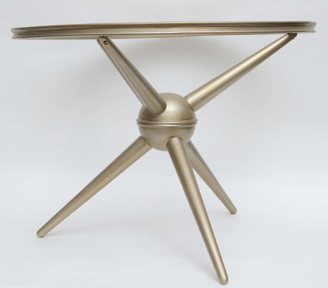 Italian Space Age Mid-Century Modern Sputnik Wood Glass Side Table For Sale 1