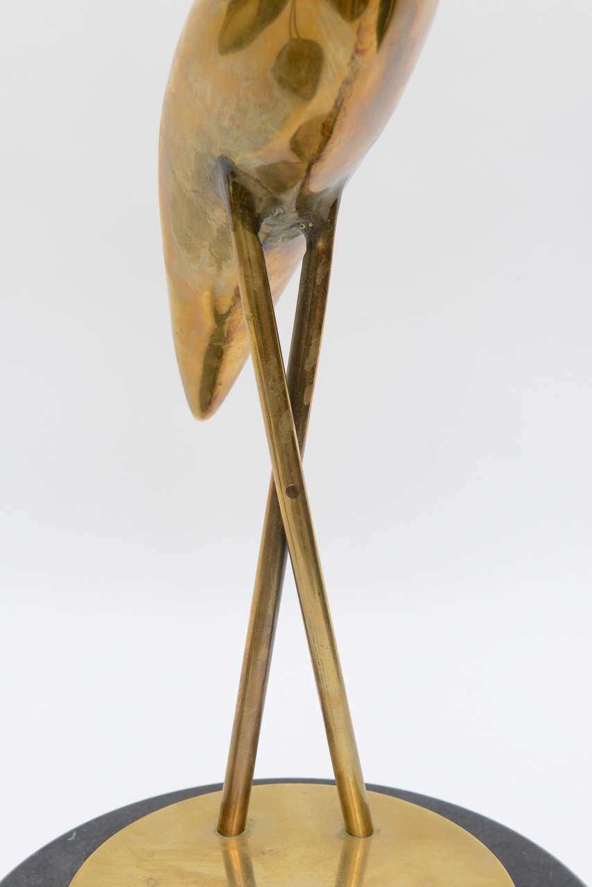 Modernist Herons Sculptures on Black Marble Bases 1