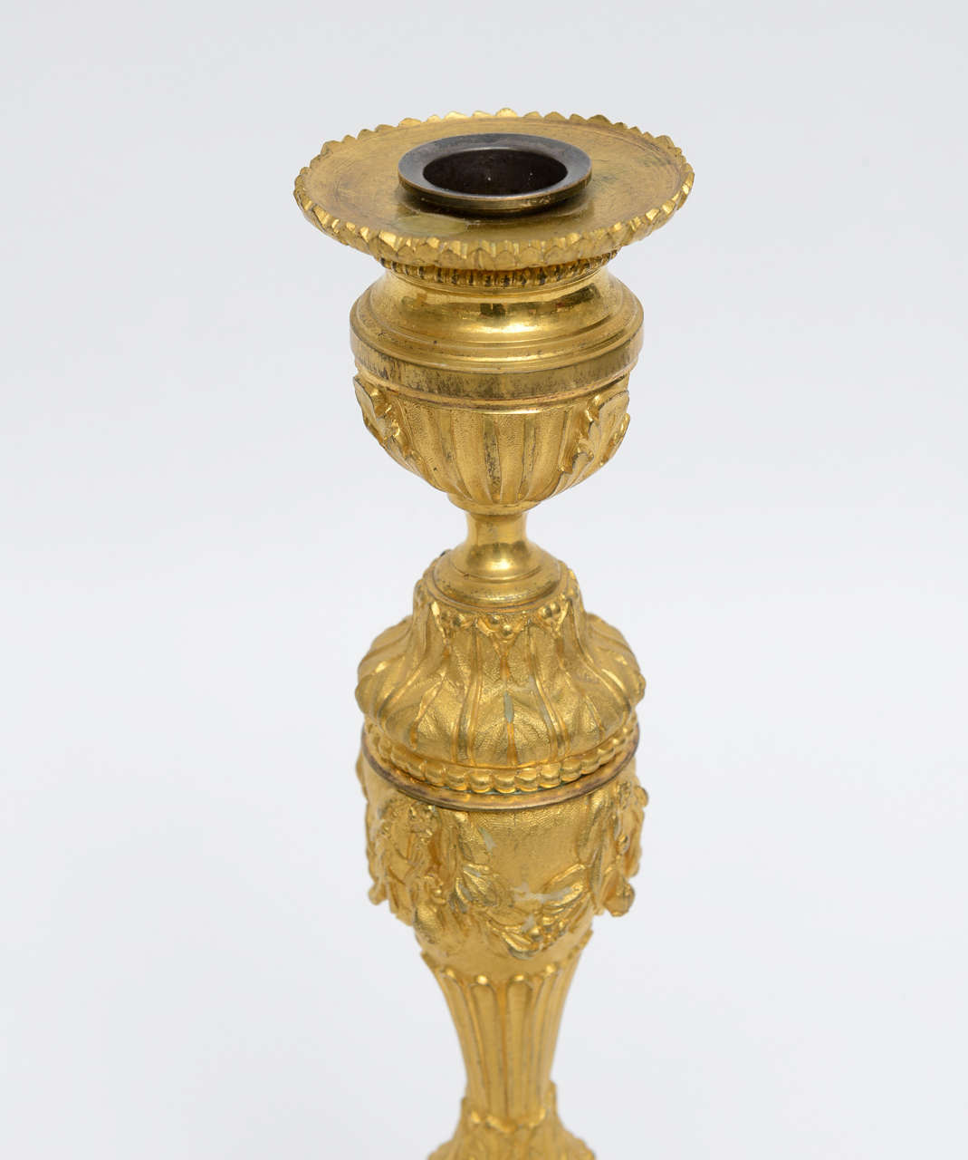 Pair of Gilt Bronze 18th Century Candleholders In Excellent Condition In Miami, FL