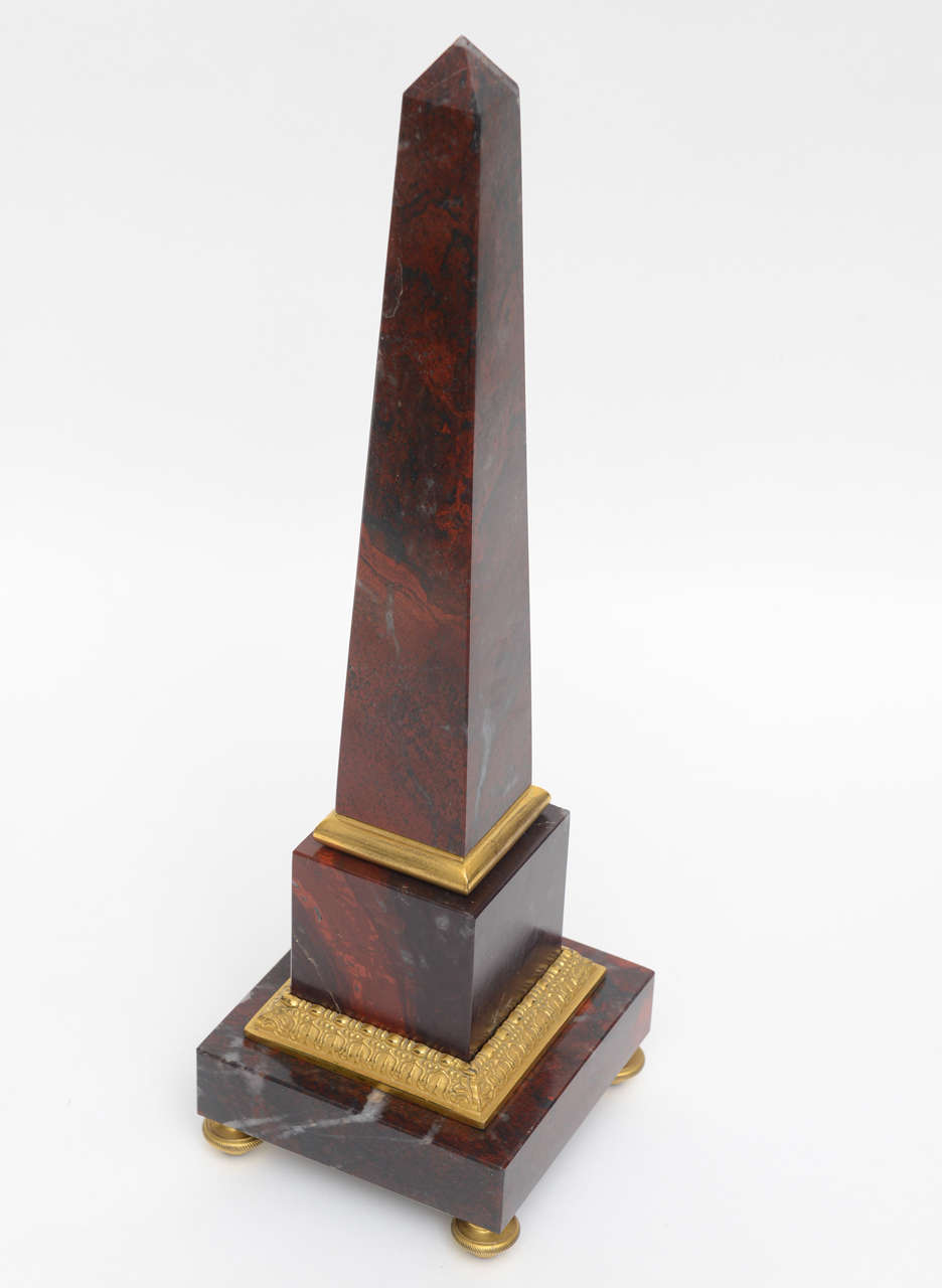 Pair of Antico Rosso Marble Obelisks 2
