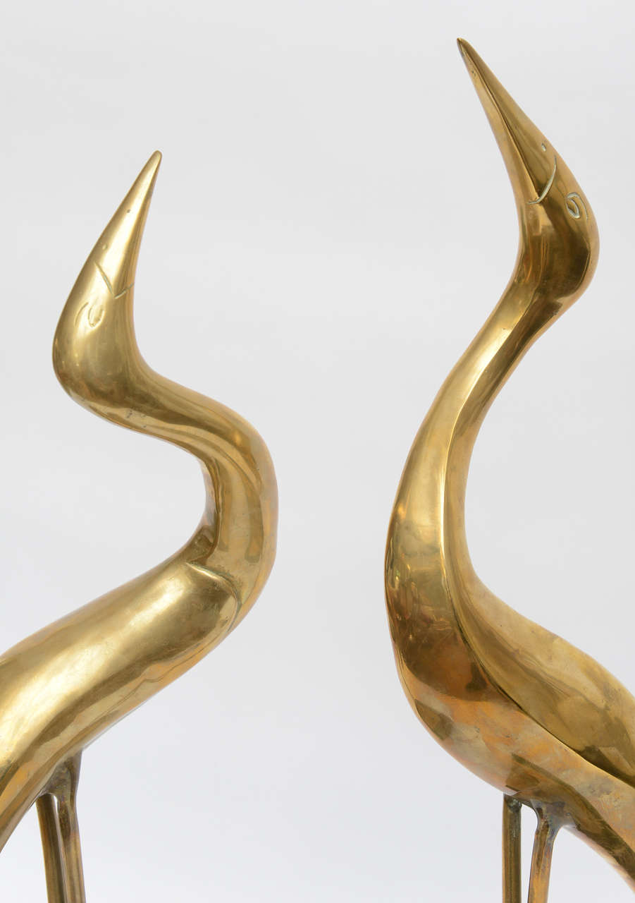 Modernist Herons Sculptures on Black Marble Bases at 1stDibs marble