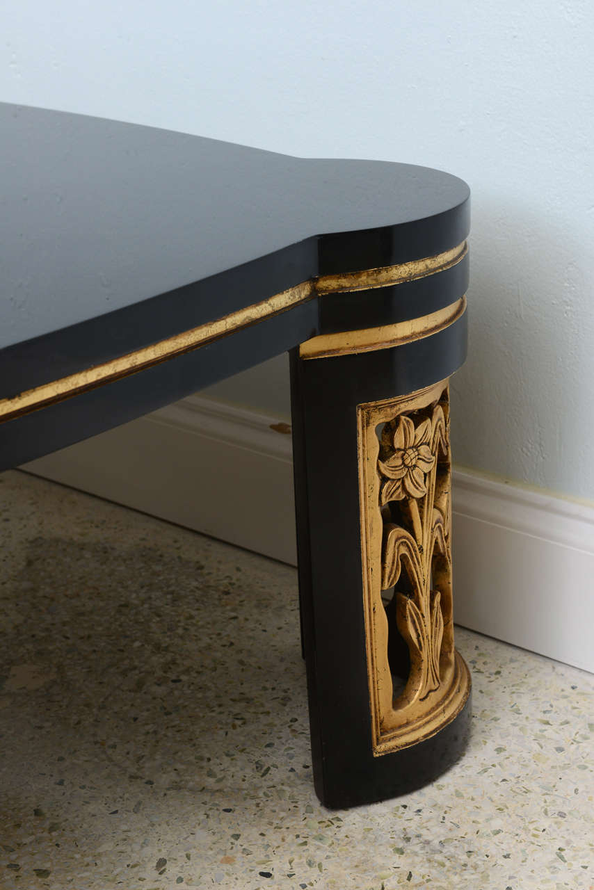 Mid-20th Century American Modern Black Lacquer and Parcel-Gilt Low Table Attributed to James Mont For Sale