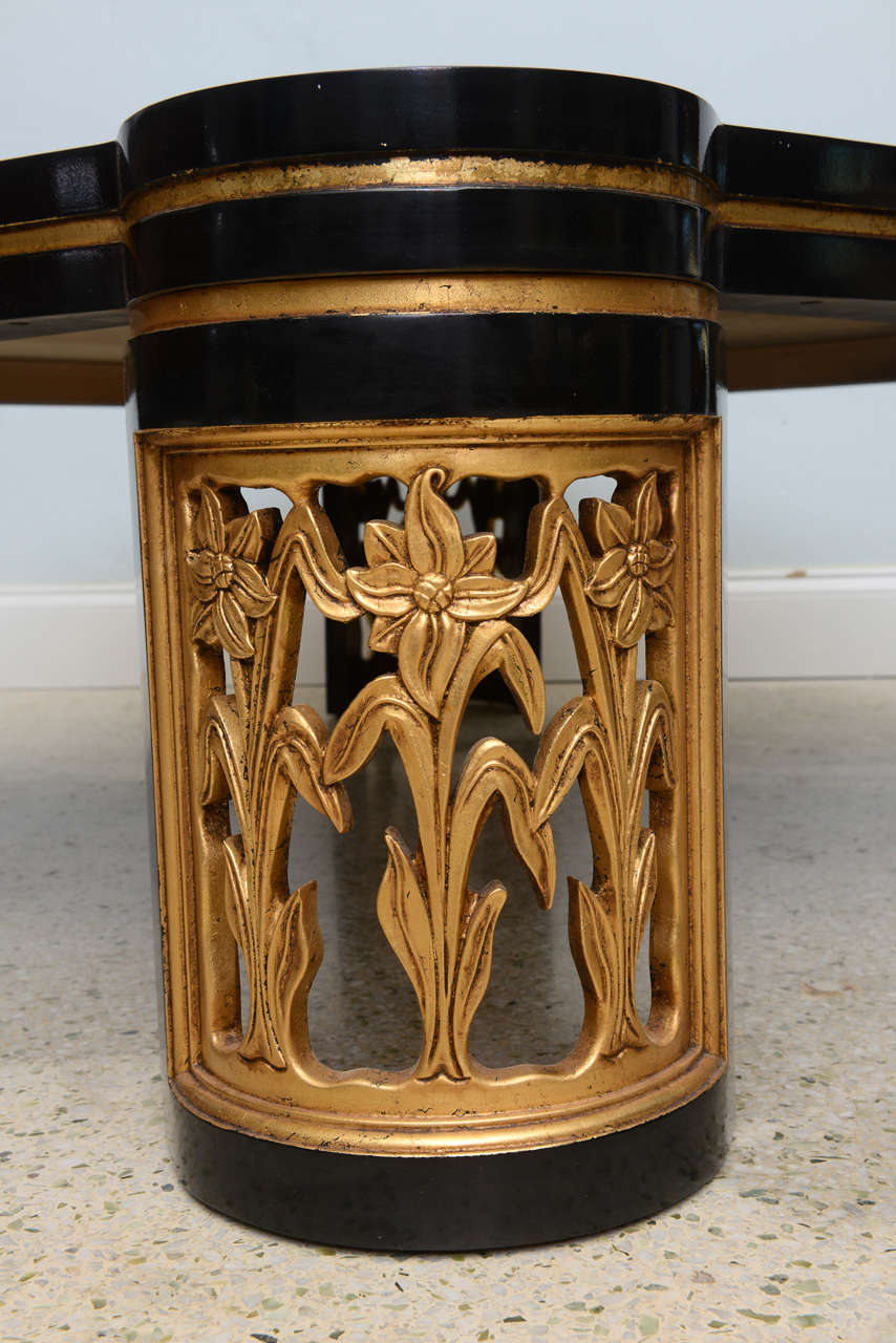 American Modern Black Lacquer and Parcel-Gilt Low Table Attributed to James Mont For Sale 3