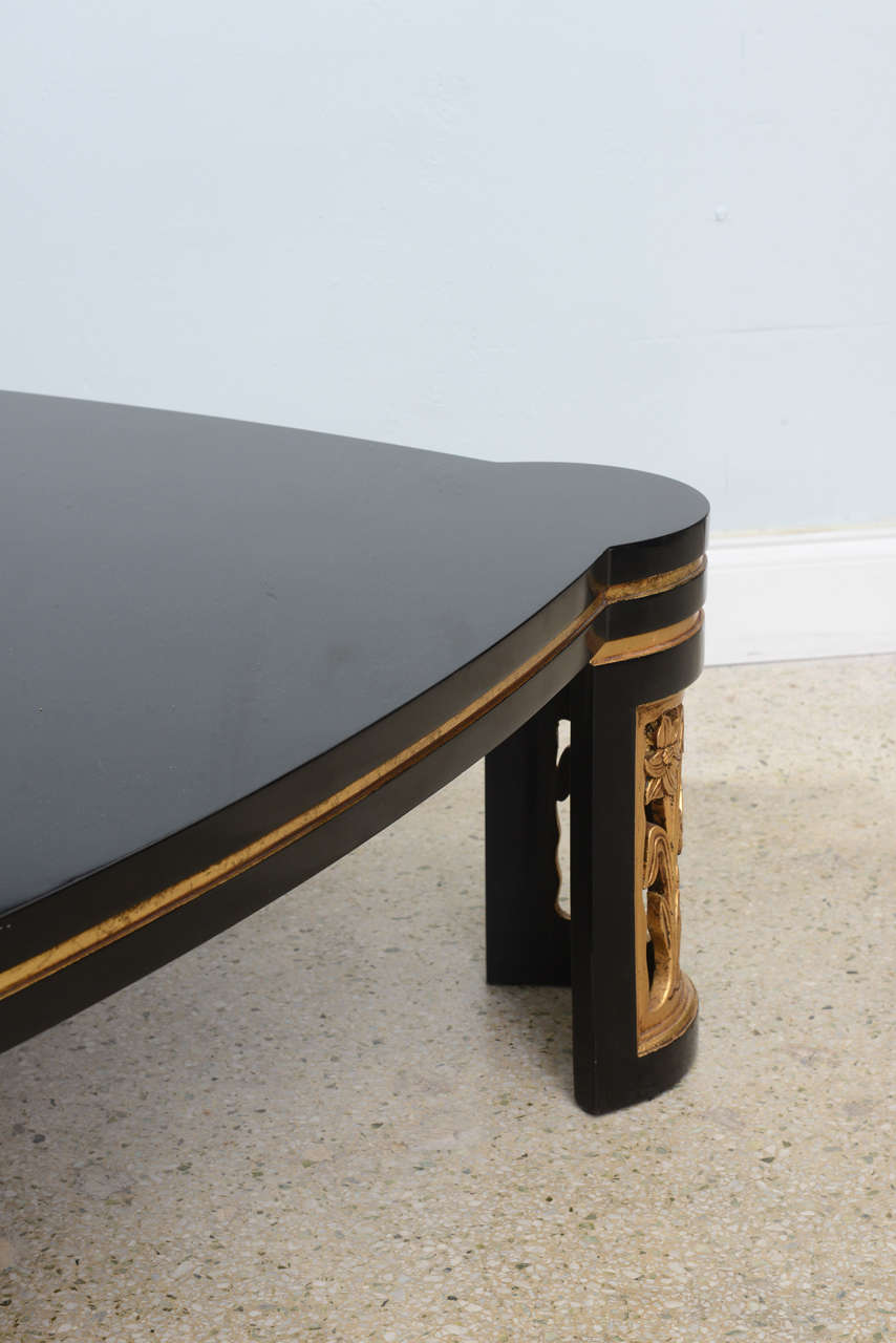 American Modern Black Lacquer and Parcel-Gilt Low Table Attributed to James Mont For Sale 4
