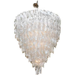 Monumental Pair of Italian Modern Glass Chandeliers, Mazzega