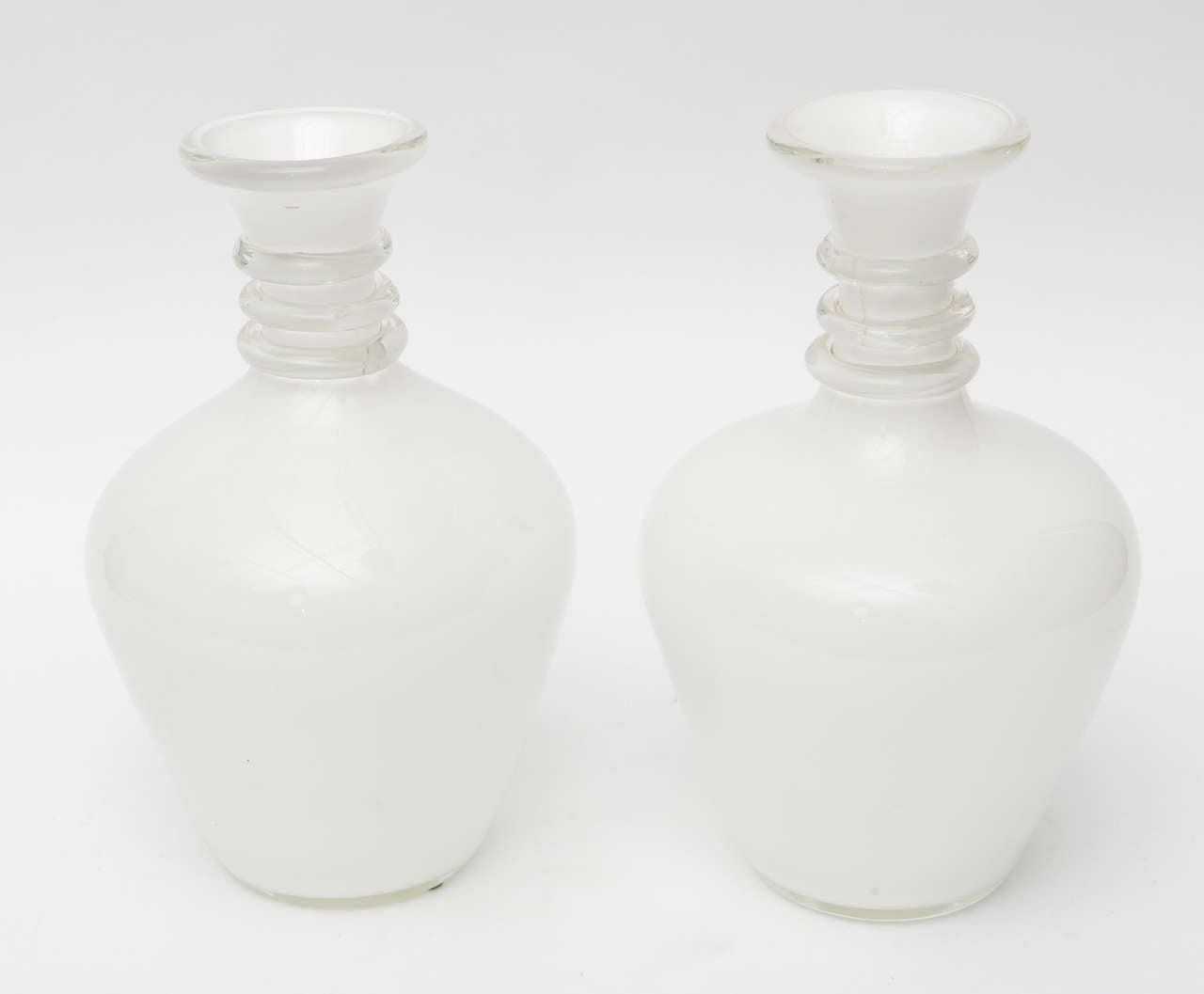 Fine Pair Italian Glass Decanters, Seguso, Murano For Sale 2