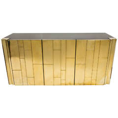 Brass and Black Lacquered Sideboard by L. Frigerio, circa 1975 