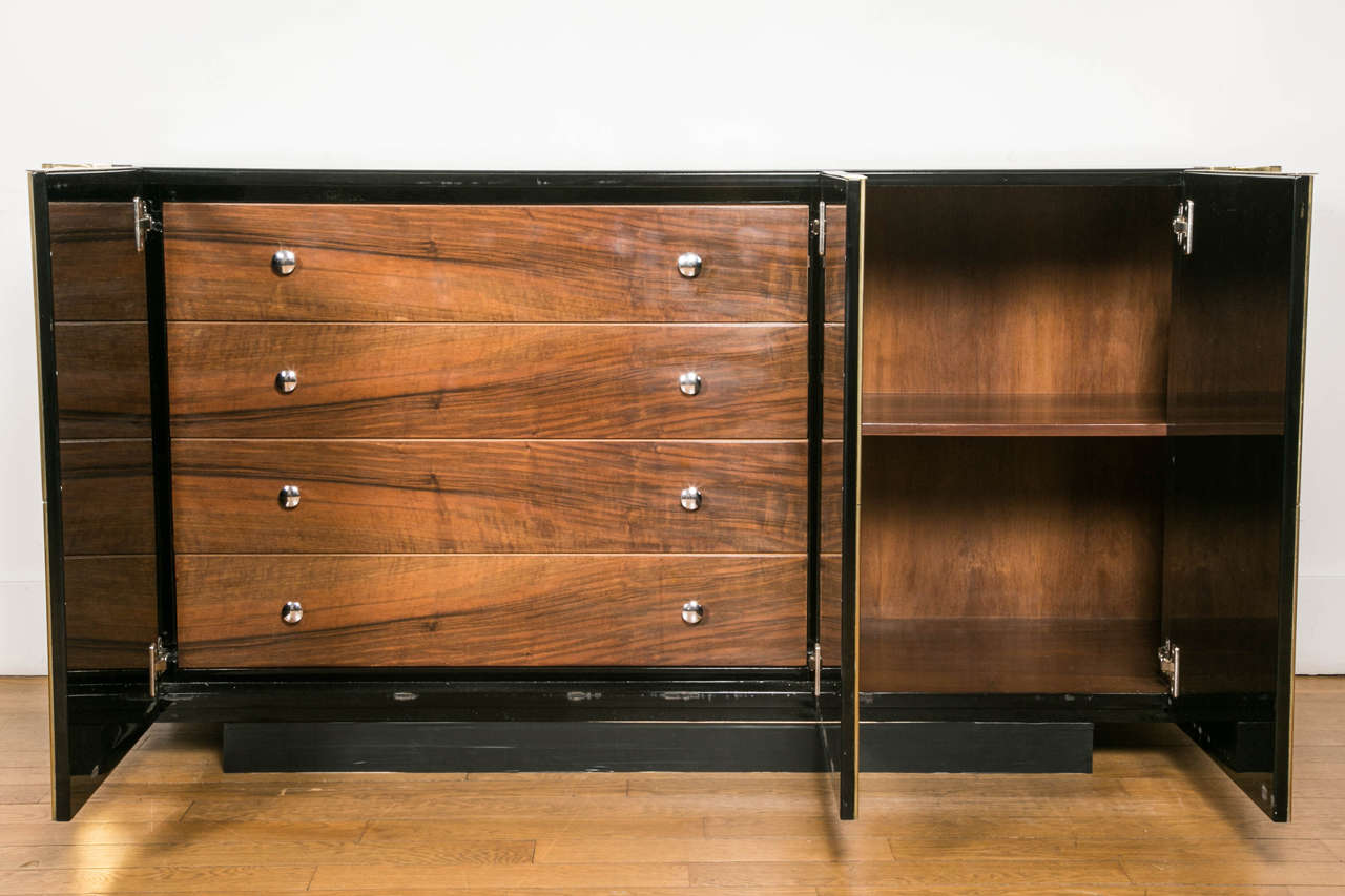 Brass and Black Lacquered Sideboard by L. Frigerio, circa 1975  1
