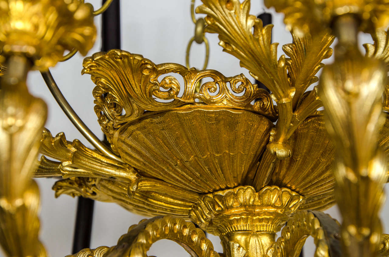 Late 19th Century Continental Gilt Bronze Chandelier For Sale 4