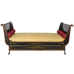 Early 19th Century French Chinoiserie Painted Toleware Daybed