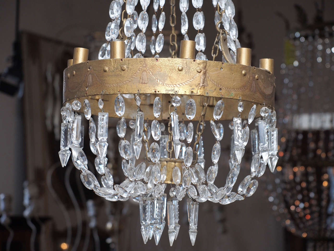 Metal French Directoire Chandelier For Sale
