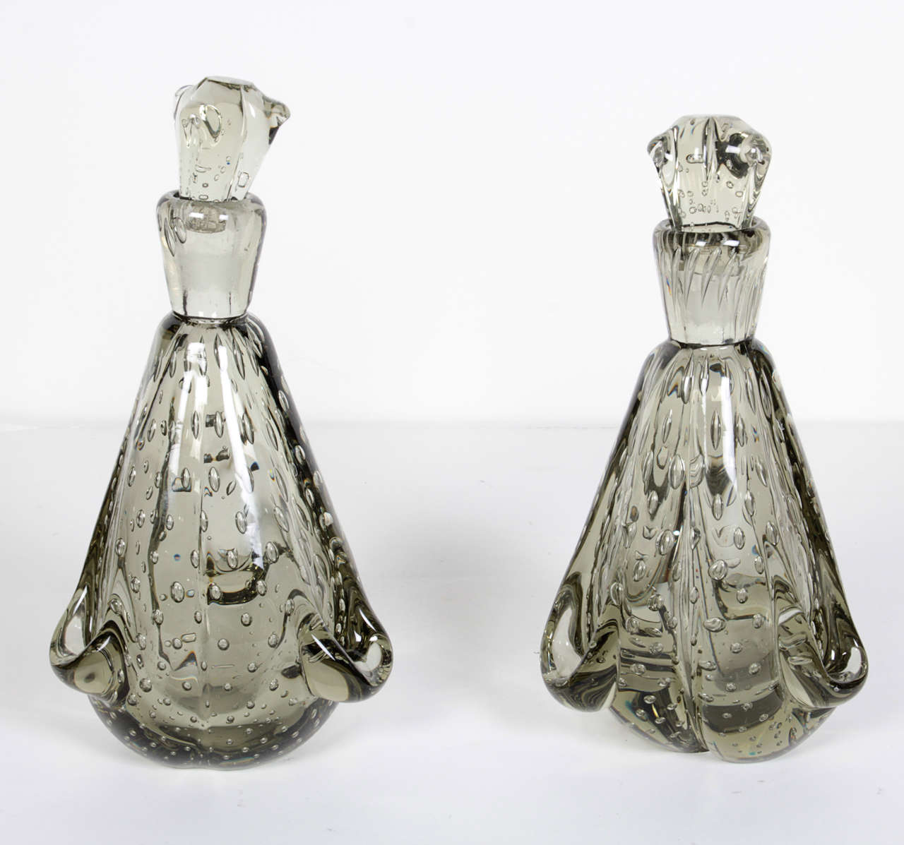 20th Century Exquisite Smoked Grey Murano Glass, Vanity or Perfume Set by Barovier & Toso