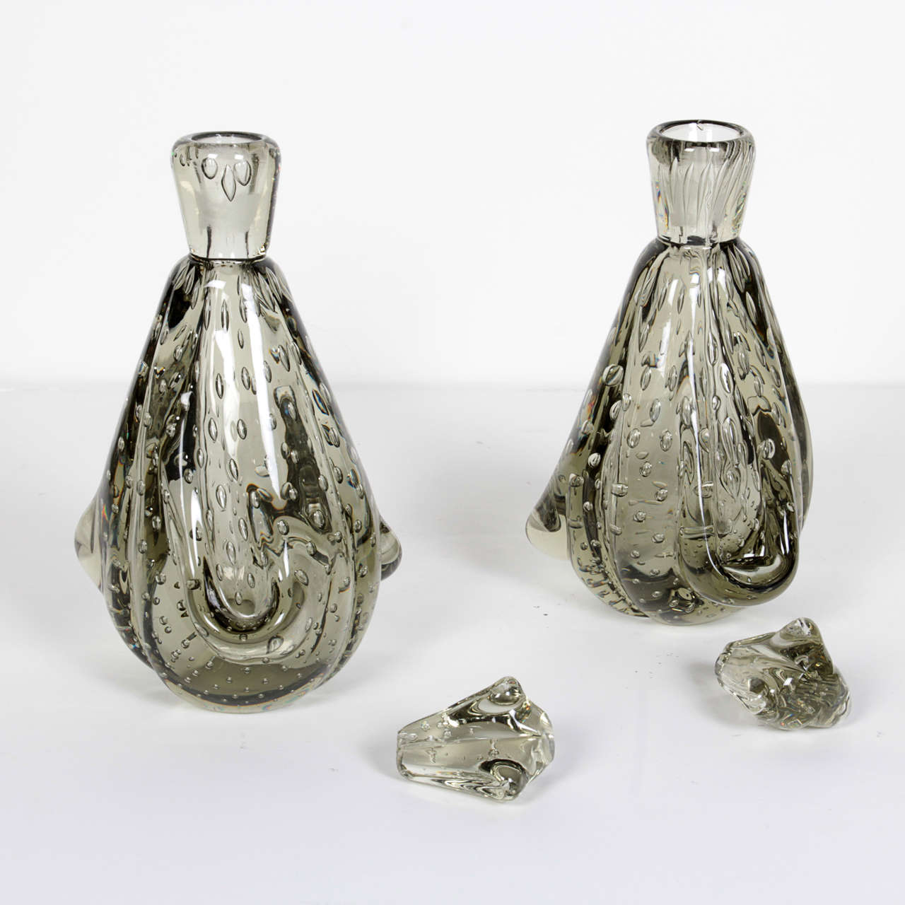 Exquisite Smoked Grey Murano Glass, Vanity or Perfume Set by Barovier & Toso 1