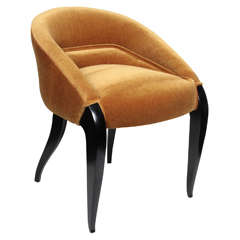 Vintage Art Deco Luxe Vanity Chair in the Manner of Ruhlmann