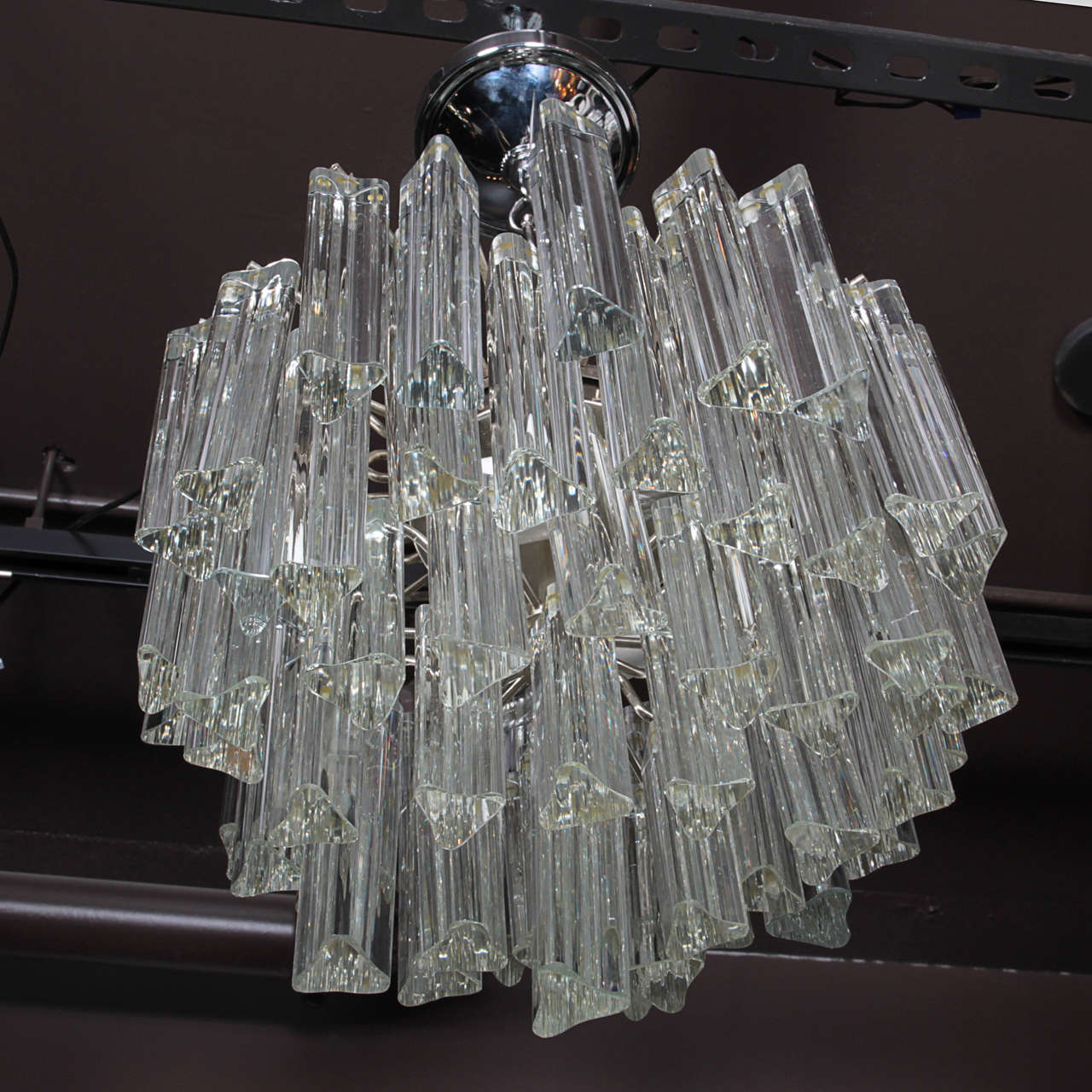 Petite Venini Trihedral Crystal Prism Chandelier In Excellent Condition In Fort Lauderdale, FL