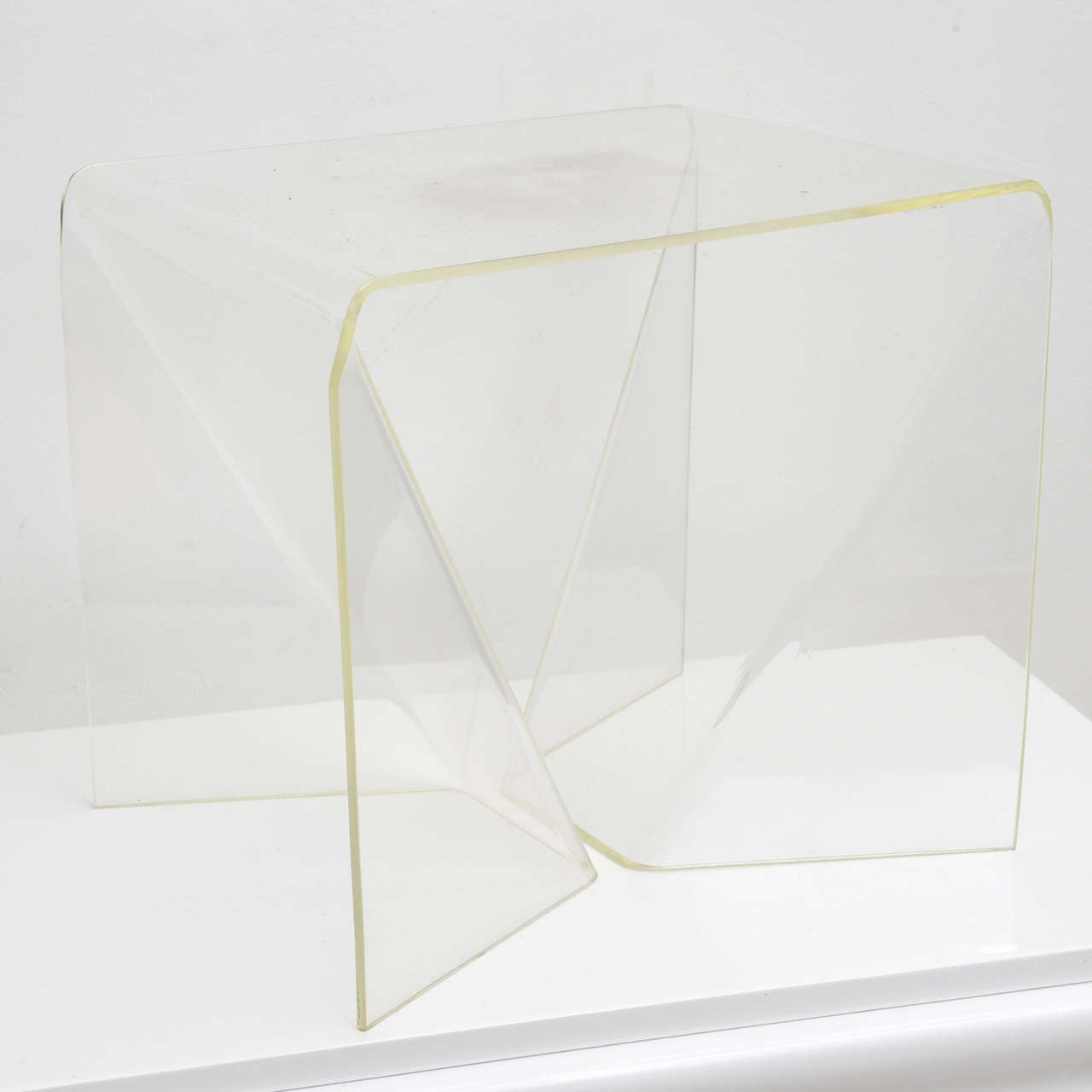 Mid Century Modern Sculptural Origami Lucite Table By Neal Small 1960, s