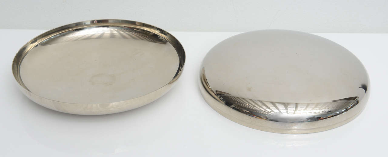 Set of Three Modernist 1970s Italian Sculptural Chrome Bowls or Saucer Vessels 2