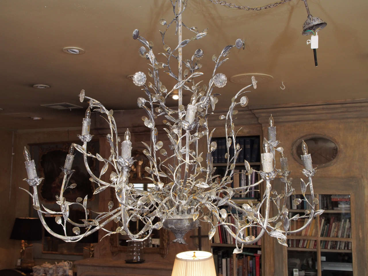Custom Made Twelve Light Painted Tole Chandelier From Provence