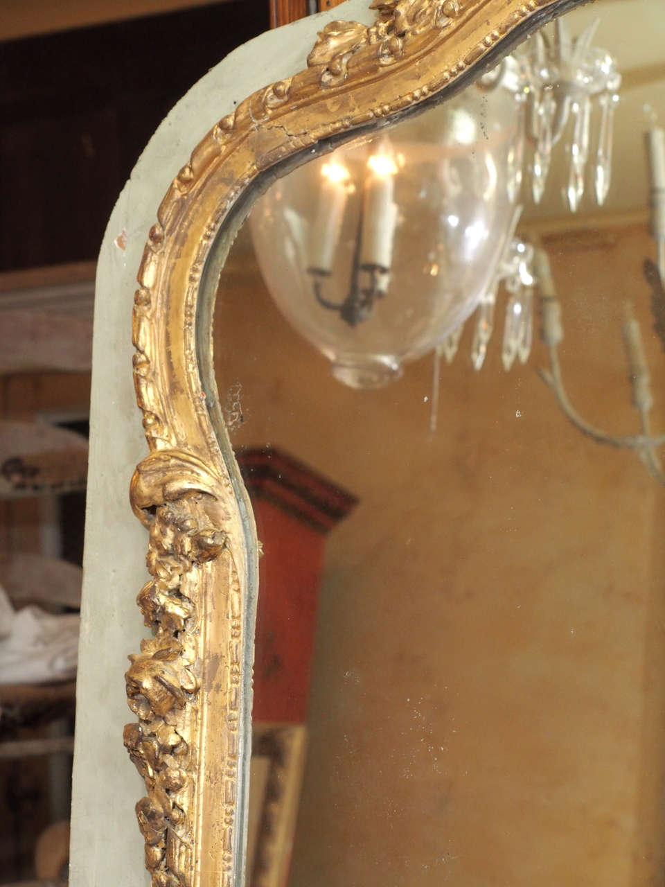 Gilt 19th Century French Gilded Mirror from Brasserie