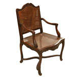 French Regence hand carved caned fauteuil