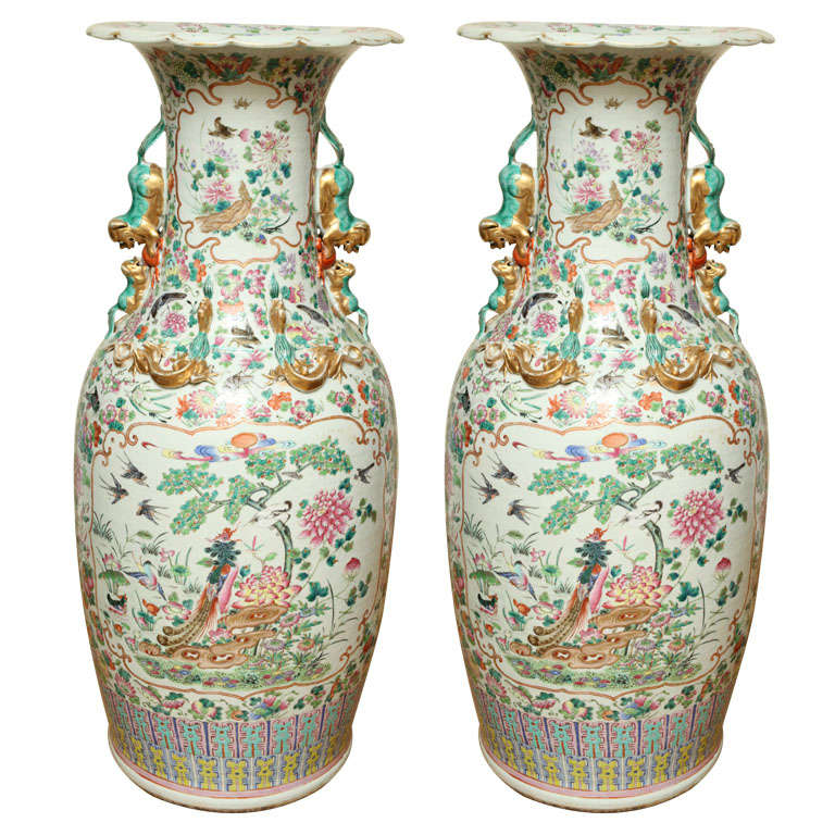 A Pair of Chinese Palace Size Porcelain Vases