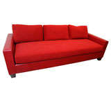 Red Leather and Cashmere Sofa