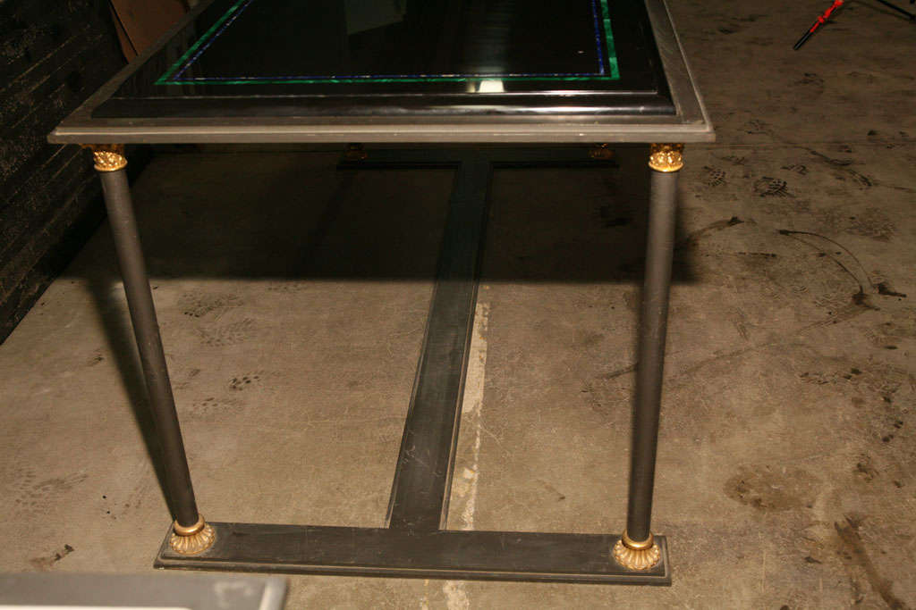 20th Century Iron and Gilt Bronze Marble Topped Neoclassical Table