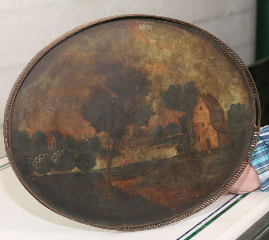 18th Century Tole Galleried Tray