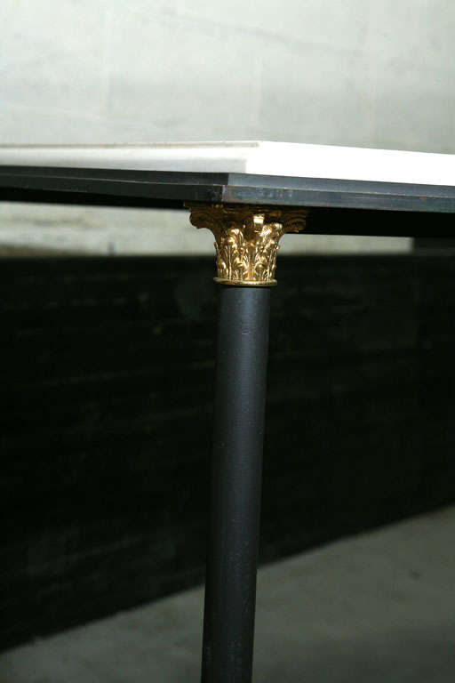 Iron and Bronze Marble Top Console or Library Table 1