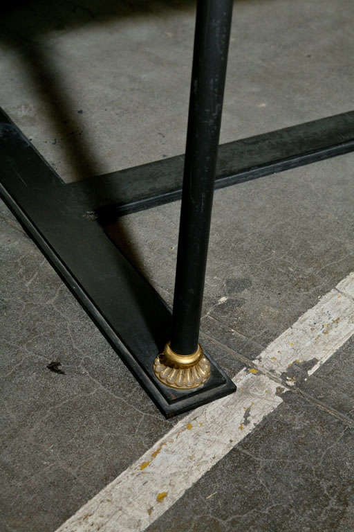 Iron and Bronze Marble Top Console or Library Table 2