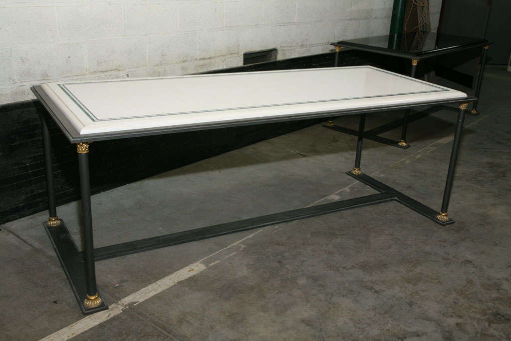 Iron and Bronze Marble Top Console or Library Table 6