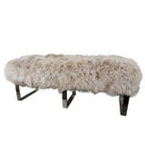 Tibetan Lamb's Wool Bench with Chrome Legs