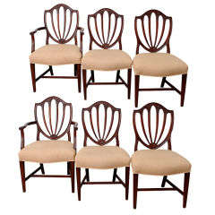 Set of Six Bench Made and Carved Hepplewhite Style Chairs