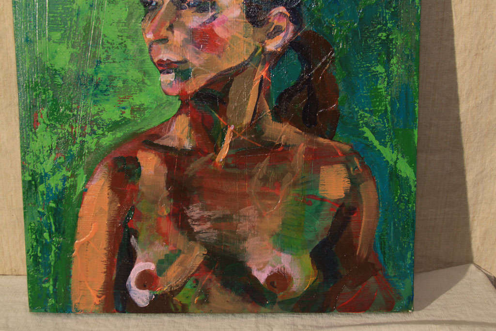 20th Century Nude Oil Painting in Green For Sale