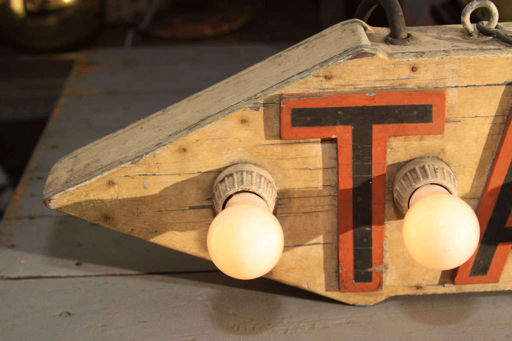 Lighted Wooden Taxi Arrow Sign For Sale at 1stDibs lighted arrow sign