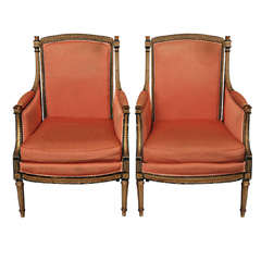 Pair French Louis XVI-style Bergeres