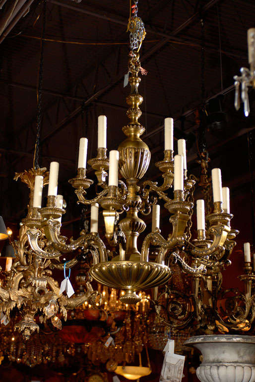 Incredible gilt bronze two tiered Regence style chandelier, 15 lights, amazing quality.