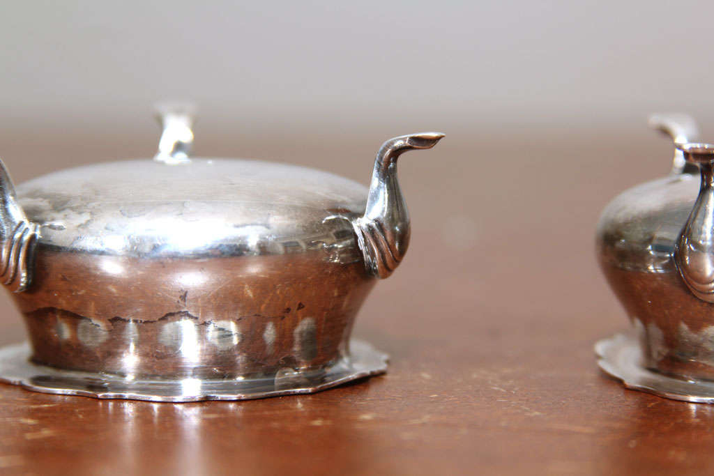 Pair of English Sterling Silver Salt Cellars For Sale 3