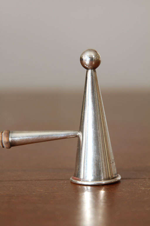Late 20th Century Sterling and Wood Candle Snuffer For Sale