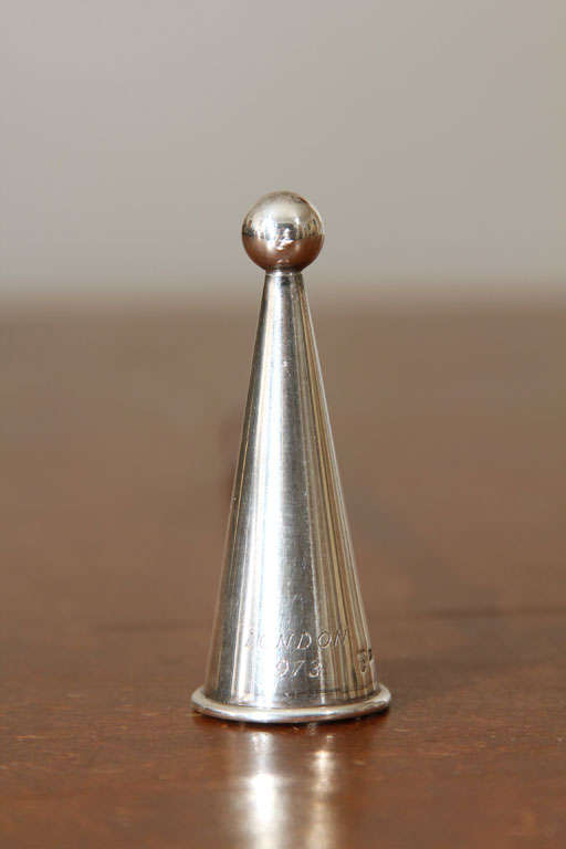 Silver Sterling and Wood Candle Snuffer For Sale