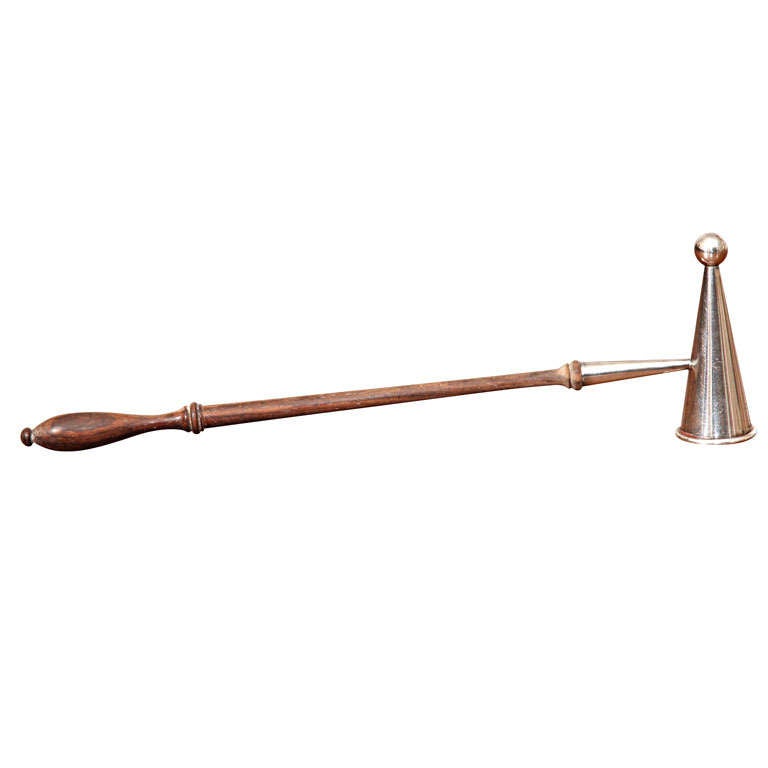 Sterling and Wood Candle Snuffer For Sale