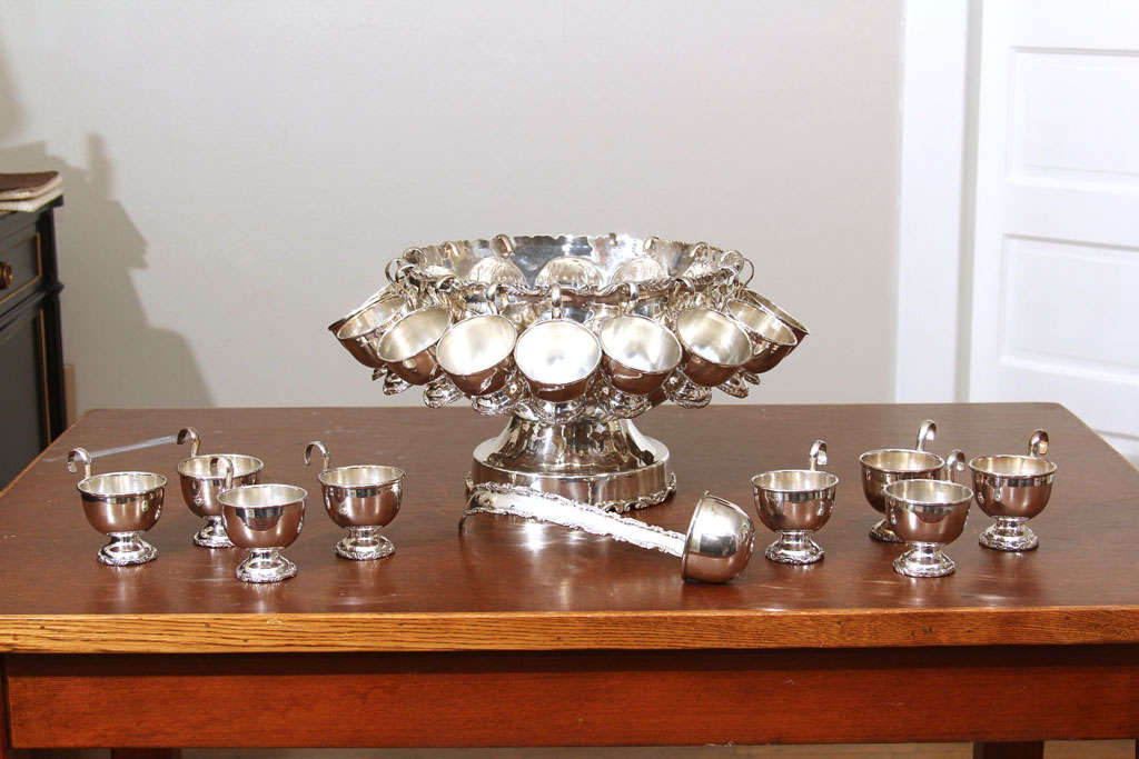 Silver Punch Bowl and Cups