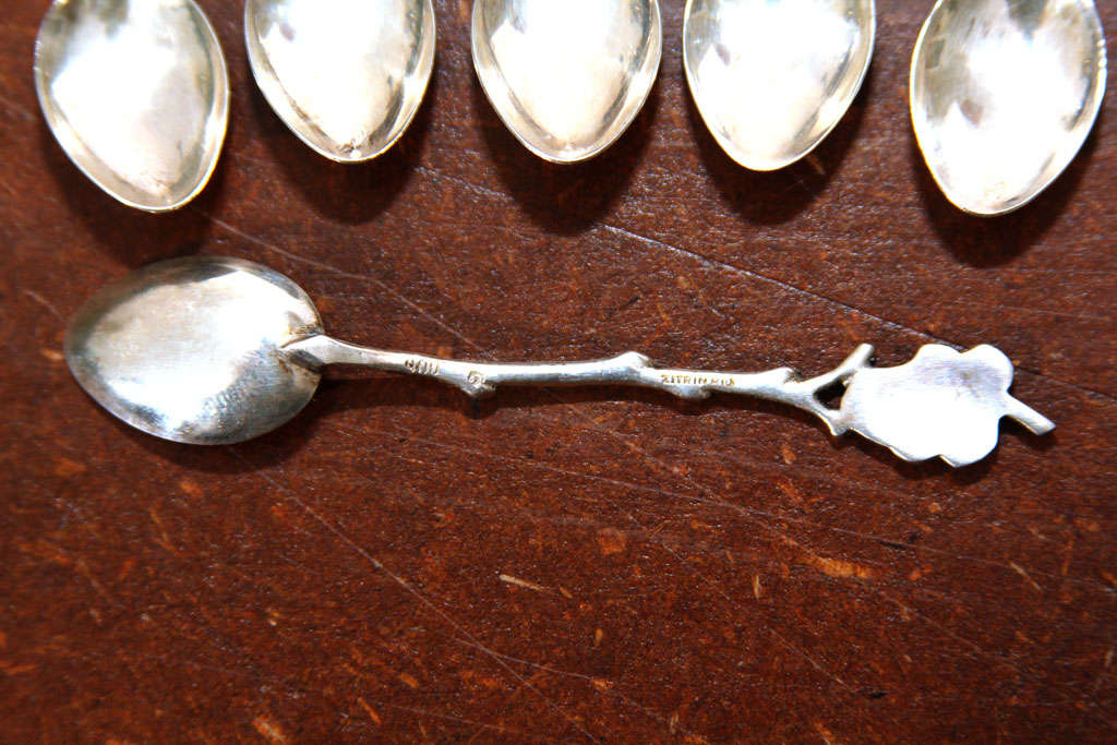 Brazilian Rare Set of Zitrin Rio Silver Dmitasse Spoon set For Sale