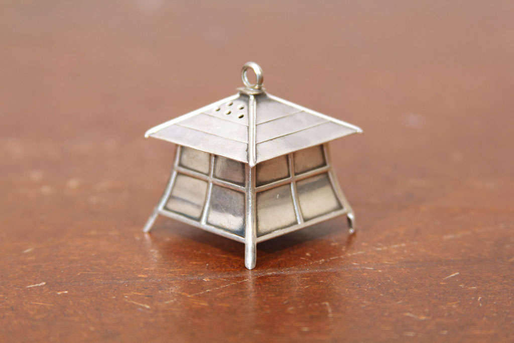 20th Century Sterling Silver Pagoda Salt and Pepper Shakers For Sale