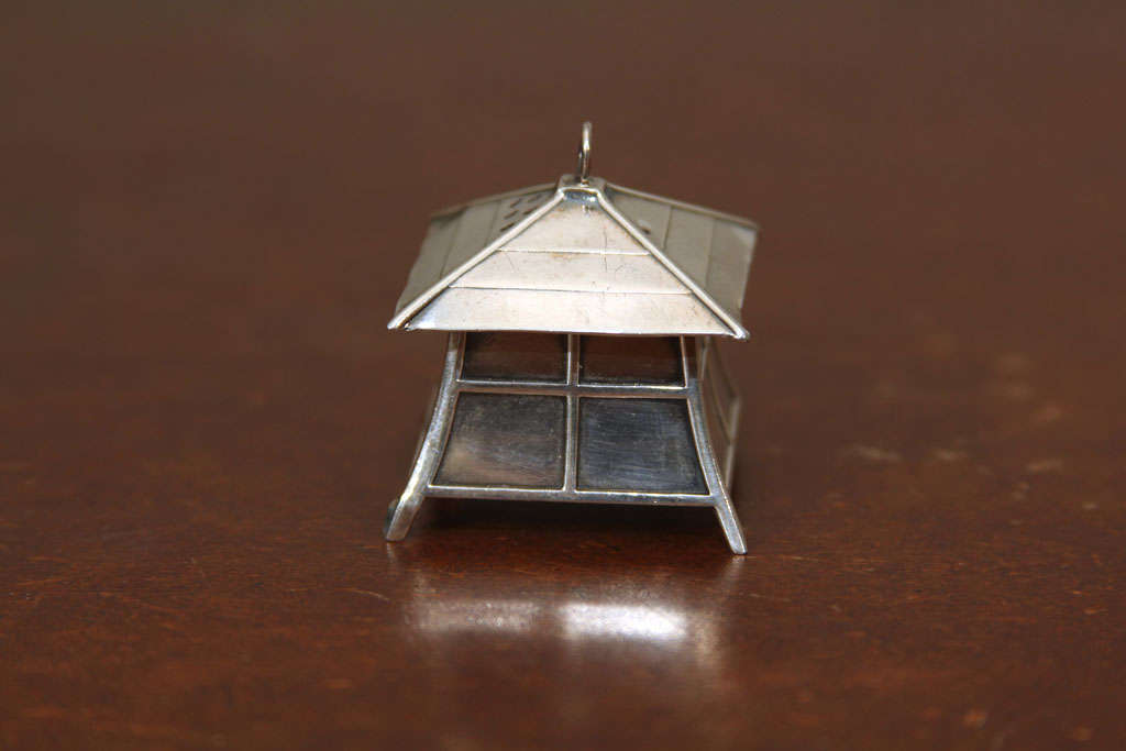 Sterling Silver Pagoda Salt and Pepper Shakers For Sale 1