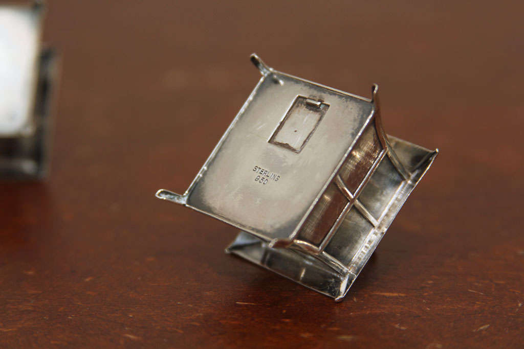 Sterling Silver Pagoda Salt and Pepper Shakers For Sale 3