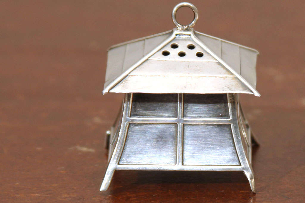 Sterling Silver Pagoda Salt and Pepper Shakers For Sale 4